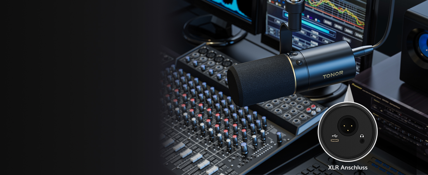 Мікрофон TONOR TD510+ для запису та стрімінгу: XLR/USB, динамічний, з кріпленням та кнопкою вимкнення мікрофону