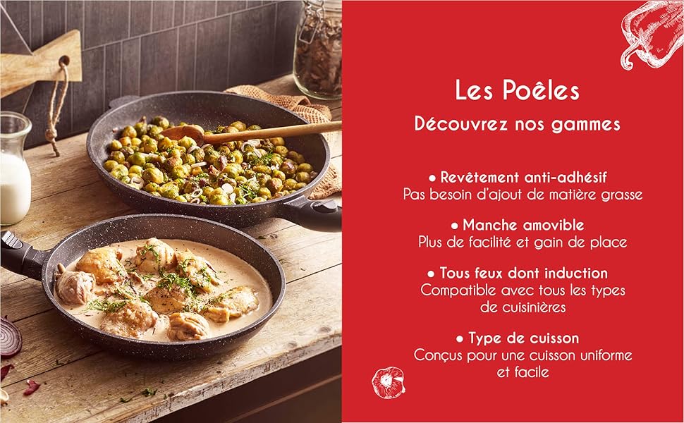 Pradel Excellence Гриль-сковорода алюмінієва лита 28x28 см з кришкою, антипригарне покриття (камінь), знімний ручка, для всіх плит - 28 см