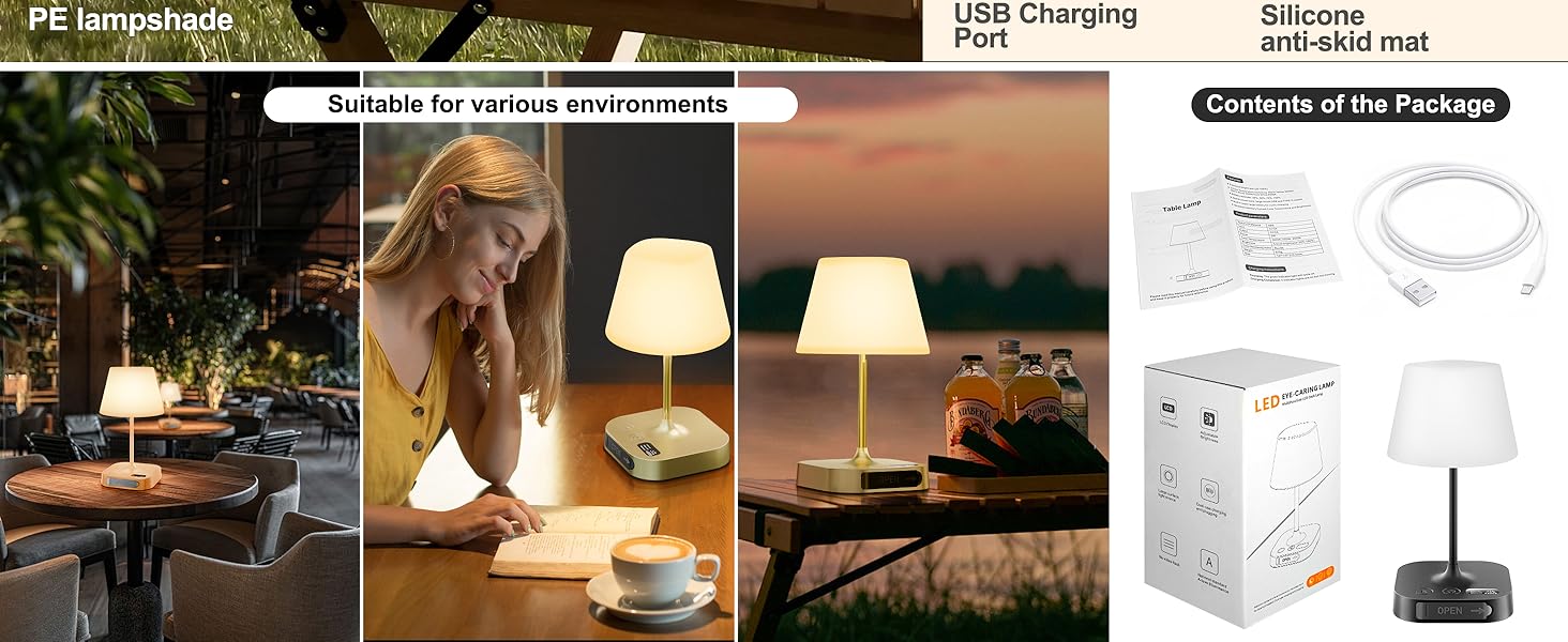 LED акумуляторна настільна лампа Anordsem: торшери бездротові з USB-A/C, сенсорне регулювання, для дитячої/дизайну, читання, подарунок