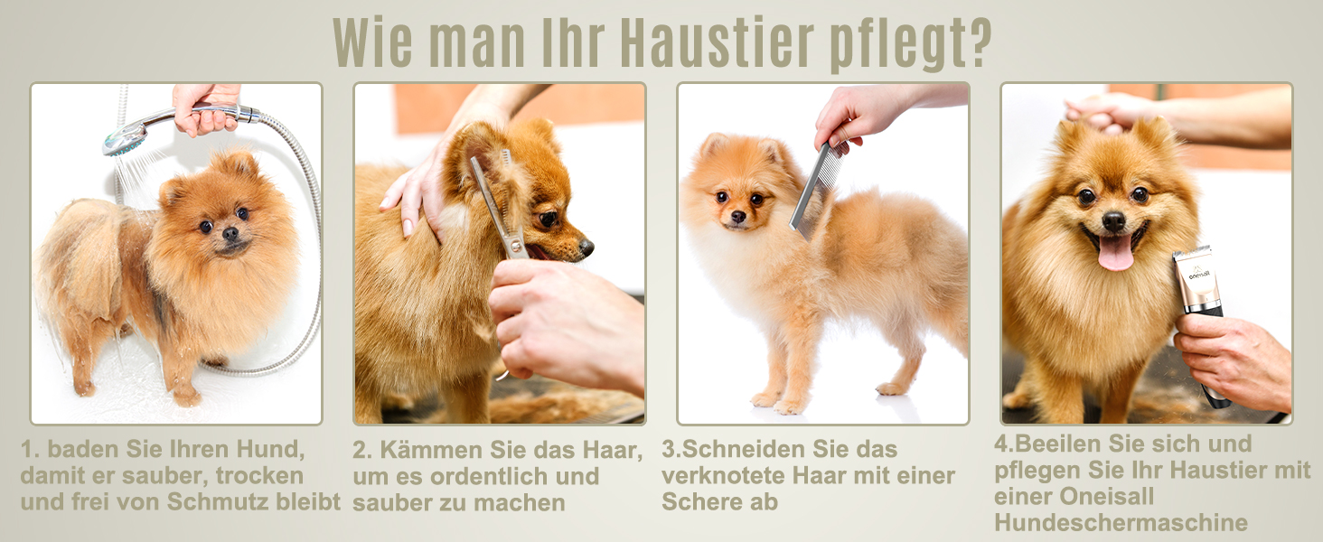 Oneisall Professional Pet Hair Clipper - Cordless Dog & Cat Grooming Kit - Electric Hair Trimmer with Gold Finish