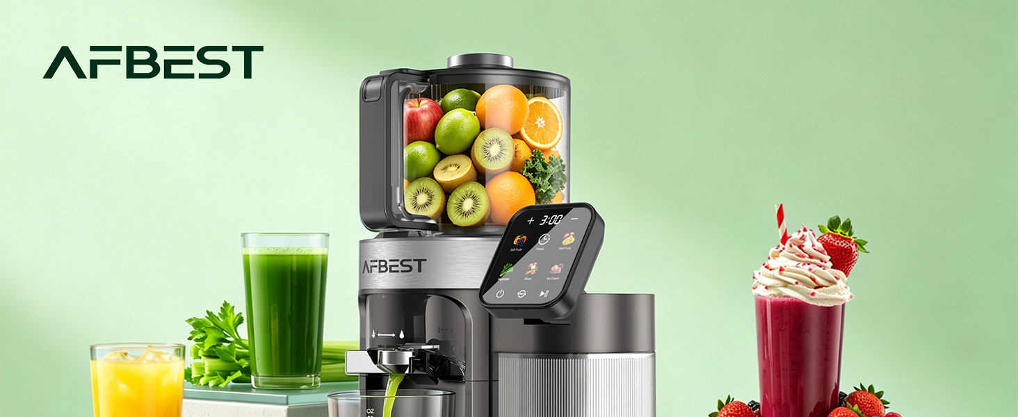 Повільна соковижималка 3-в-1 Slow Juicer з XL-завантажувальним отвором 155 мм, сіра