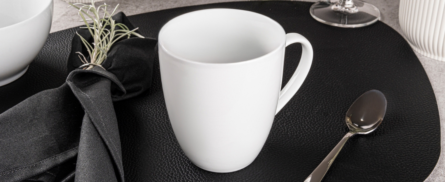 Singer | Marlo 6-Piece Coffee Mug Set, Porcelain Coffee Cups for 6 People, Dishwasher-Safe Coffee Cups & Mugs Set for Coffee & Tea, 350 ml | PREMIUM COLLECTION