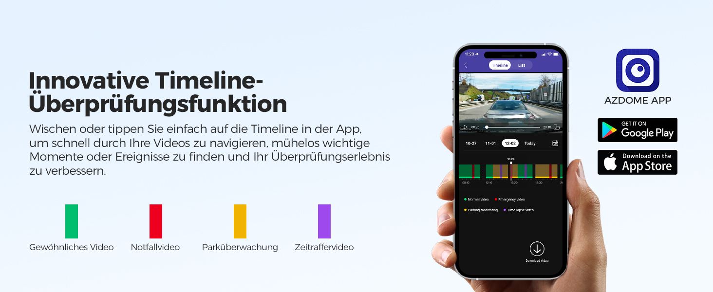 Відеореєстратор AZDOME GS63H 4K з Wi-Fi, GPS, Нічне бачення та Широким кутом 170°, WDR, IPS 2.4', Паркувальний режим, Детектор руху, Циклічна запис