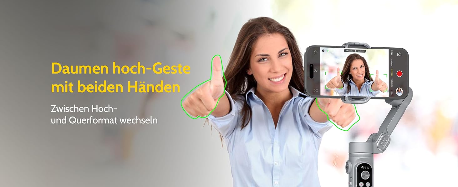 Стабілізатор для смартфона AOCHUAN з 3 осями, з функцією розпізнавання облич, вбудованим світлом, 1/4