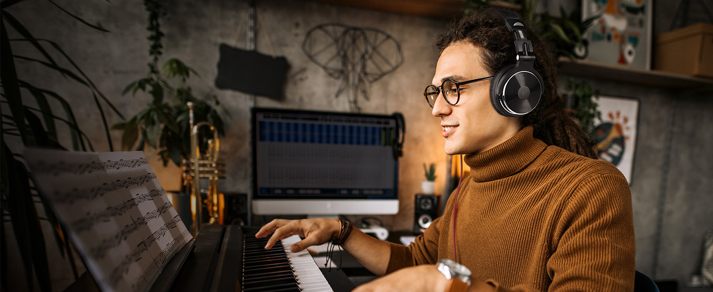 OneOdio Pro-10: DJ навушники з провідним підключенням, 50 мм драйвер, бас, 6.35/3.5 мм, Share-Port, для студії, подкастів, моніторингу, телефону, ПК, MP3/4