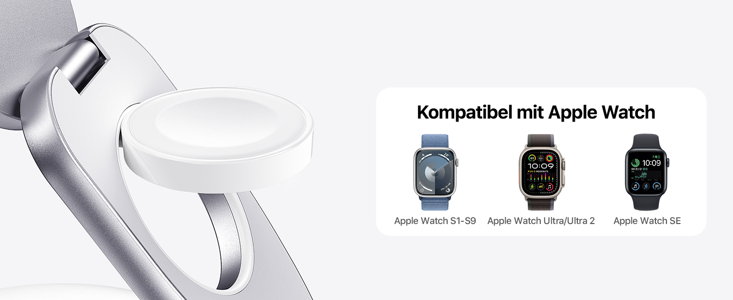 Сумка-органайзер для зарядки MagSafe: Складна зарядка для Apple, індукційна зарядка для iPhone 16/15/14/13/12, зарядка для Apple Watch та AirPods (з 30W адаптером), білий колір