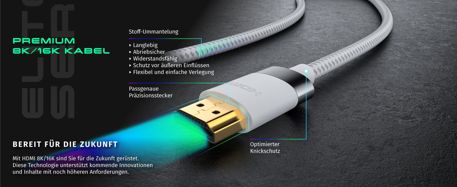 HDMI кабель 2.1 CSL 10м - 16K@30Hz, 8K@60Hz, 4K@120Hz - Ultra High Speed Ethernet 48Gbps - HDR 10+ eARC 3D VRR - для ігор, TV, PS5, Xbox
