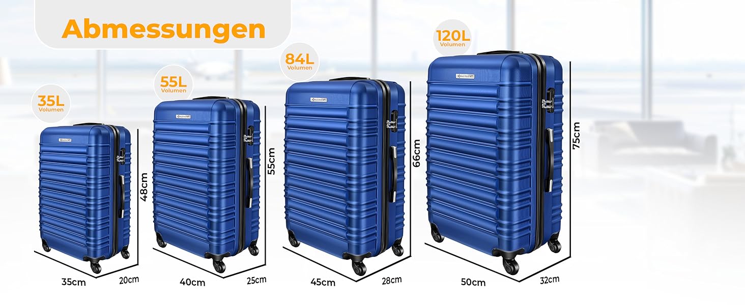 Чемодан KESSER® середній, жорсткий корпус, вага + бірка для багажу | Валіза-роликовий чемодан з кодовим замком, 4 колеса, ABS, телескопічна ручка (66x45x28см / 84 літри, шампань) 66см - 84Л шампань
