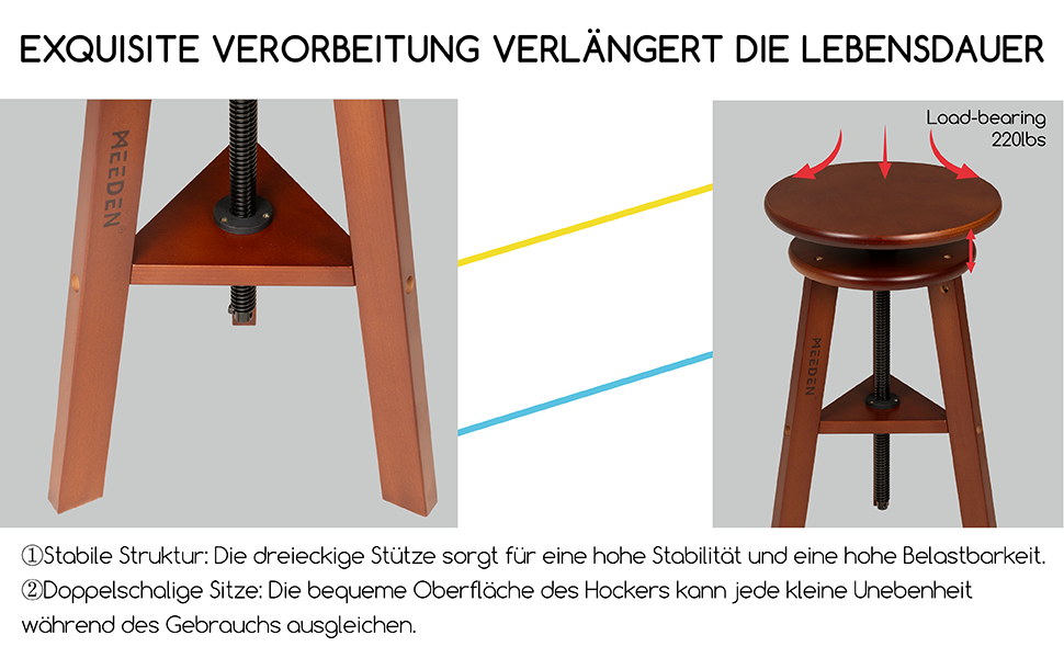 MEEDEN Vintage Wooden Art Drafting Table with Adjustable Height & Stool - 96 x 60cm