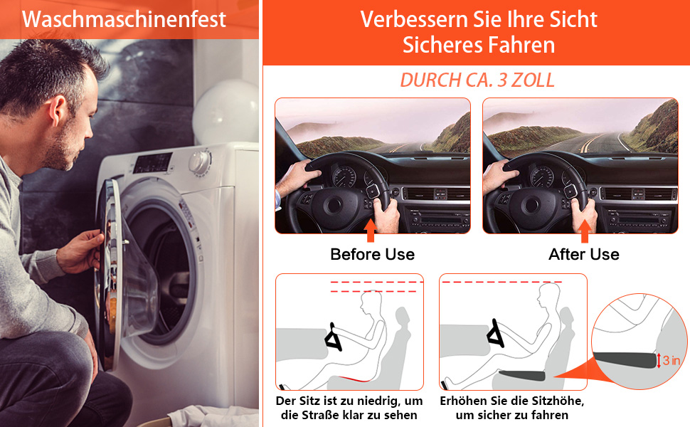 Подушка клиноподібна автомобільна ZHOOGE з піни Memory Foam, чорна. Для автокрісла, офісного крісла, ліжка. Ергономічна підтримка спини