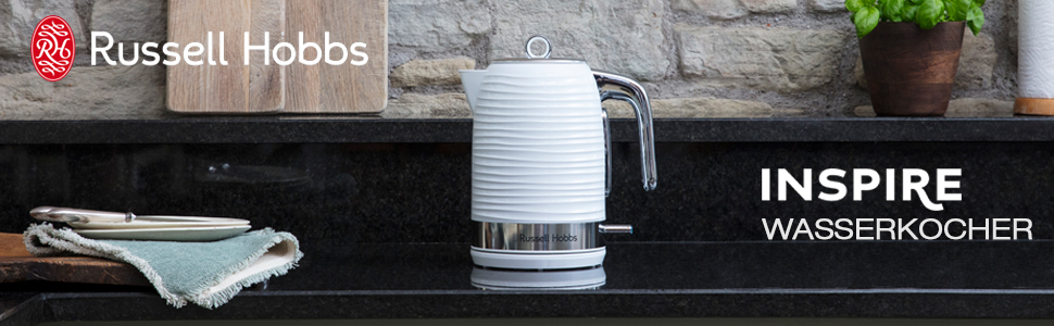 Електричний чайник Russell Hobbs Inspire Weiss 1.7л, 2400W, з фільтром від накипу, індикатором рівня води, знімним кришкою