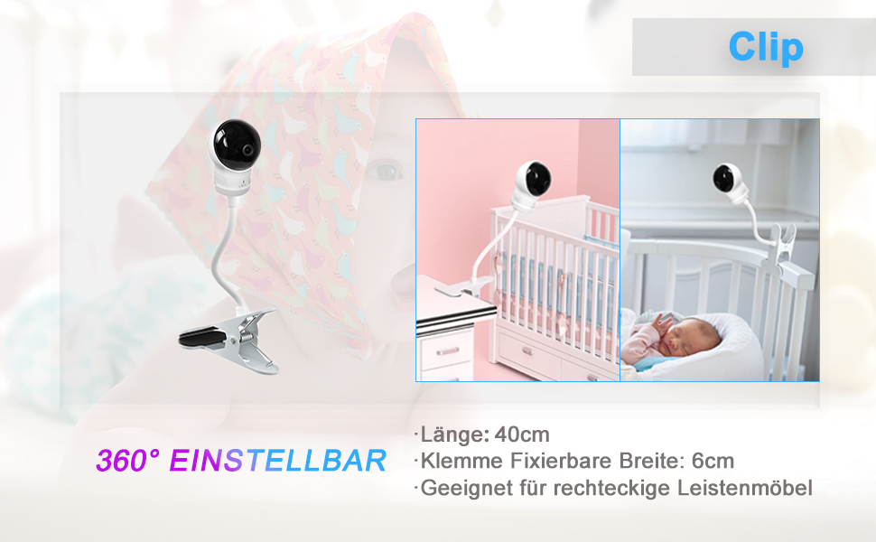 Кріплення для камери немовляти eufy Security SpaceView, 360° гнучке кріплення для дитячої камери, сумісне з SpaceView S/Pro Babyfon
