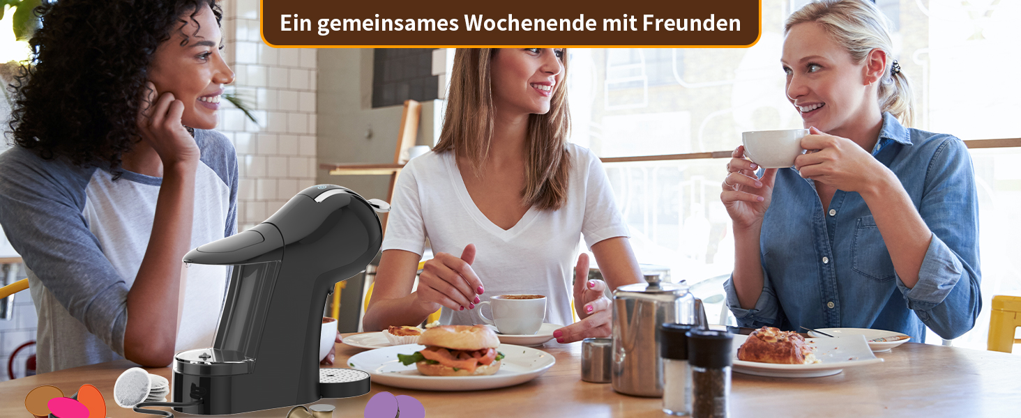 Кавомашина KOTLIE 5-в-1 для капсул, меленої кави та ESE (44 мм), чорна (EM-308A)