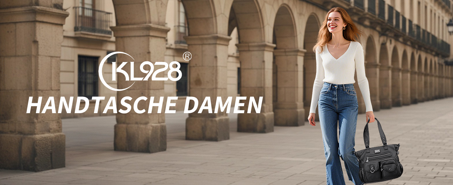 Сумка жіноча KL928 через плече, велика, чорна, PU шкіра, з багатьма відділеннями