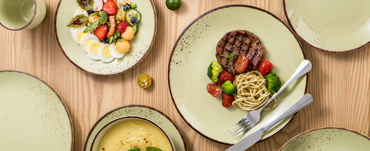 Набір посуду Vancasso Navia 16 TLG: 16-ти частинний сервіз зі штучного каменю, світло-блакитний, вінтажний стиль