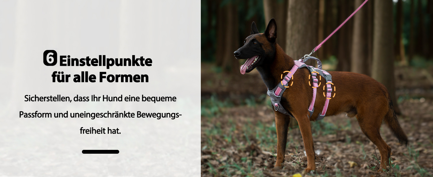 Безпечний нашийник для собак Huntboo: анти-втеча, для паніки, з ручкою, регульований (M, рожевий)