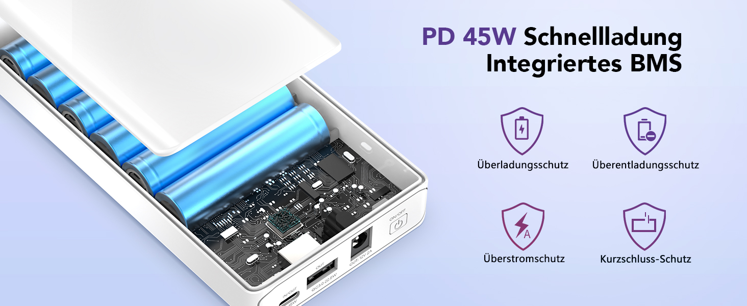 Power Bank NASTIMA 12V 5200mAh з трьохвидим виходом (USB-A, USB-C, DC) для LED, CCTV, камер та ін.