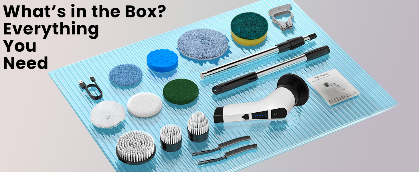 Електрична щітка для чищення швів та поверхонь, 10 насадок, регульована ручка, для ванної, кухні, авто, підлоги