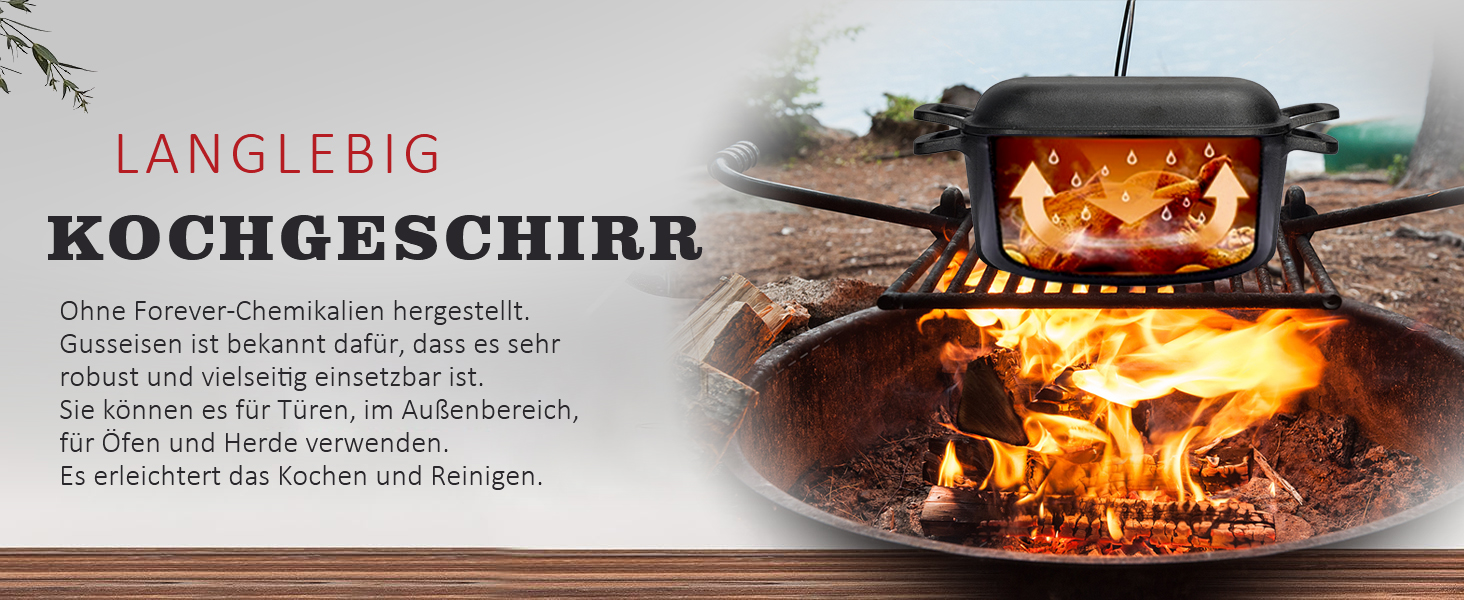 Чавунна форма для випічки хліба з кришкою та кошиком для бродіння – Dutch Oven 4.6л для хліба на заквасці – комплект для випікання, тушкування та смаження – для індукції та духовки