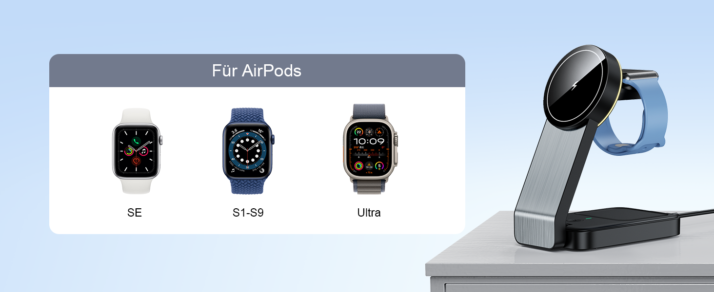 3-в-1 Станція Бездротової Зарядки: iPhone, Apple Watch, AirPods (Біла/Чорна)