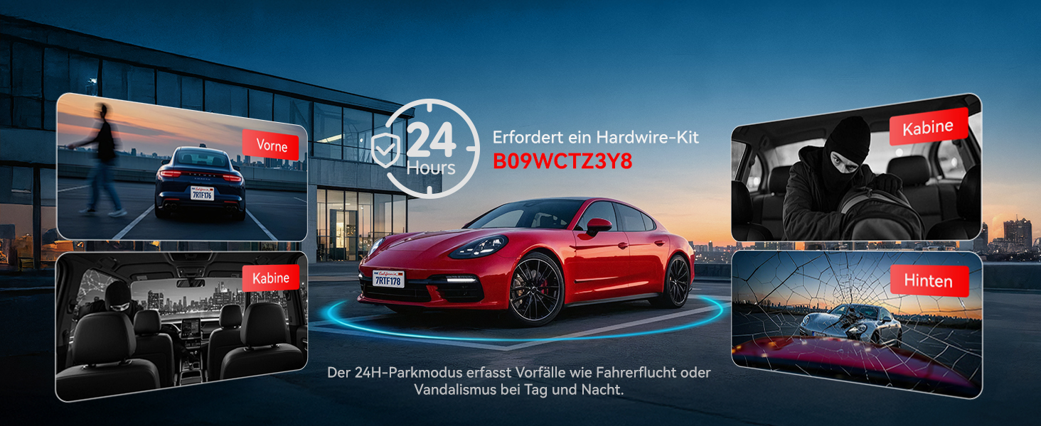 Автомобільний відеореєстратор REDTIGER 4-канальний 2.7K + 3x1080P, сенсорний екран, сенсор STARVIS 2, карта пам'яті 128GB