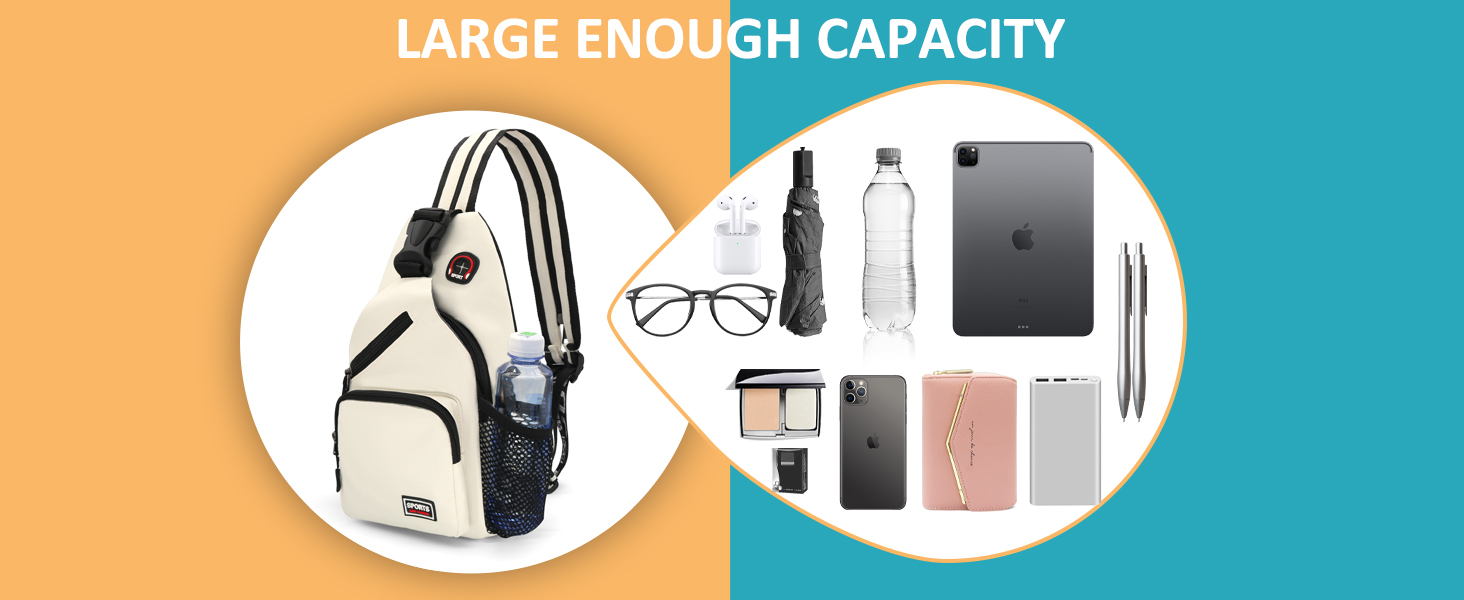 Сумка-слінг через плече для жінок та чоловіків. Рюкзак Oxford, Crossbody, спортивна сумка, Casual Daypack для подорожей, спорту та шопінгу (Білий)