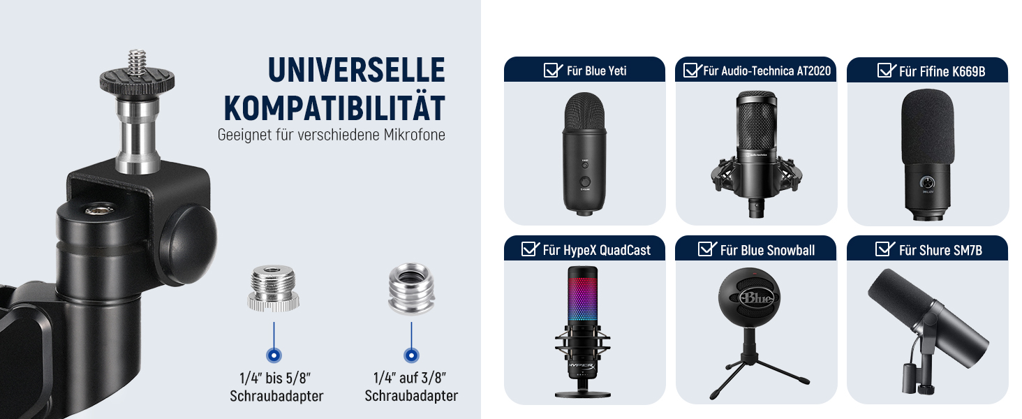 NEEWER Тримач для мікрофона MS002 - настільний, з демпфером, поворотний, з кабелеуправлінням, для подкастів, ігор, стрімінгу