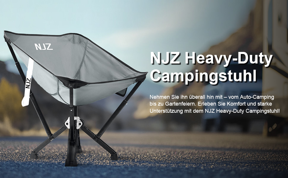Крісло для кемпінгу NJZ 200-600LBS: складне, міцне, легке, для відпочинку на природі, риболовлі, саду та пікніків (срібний)