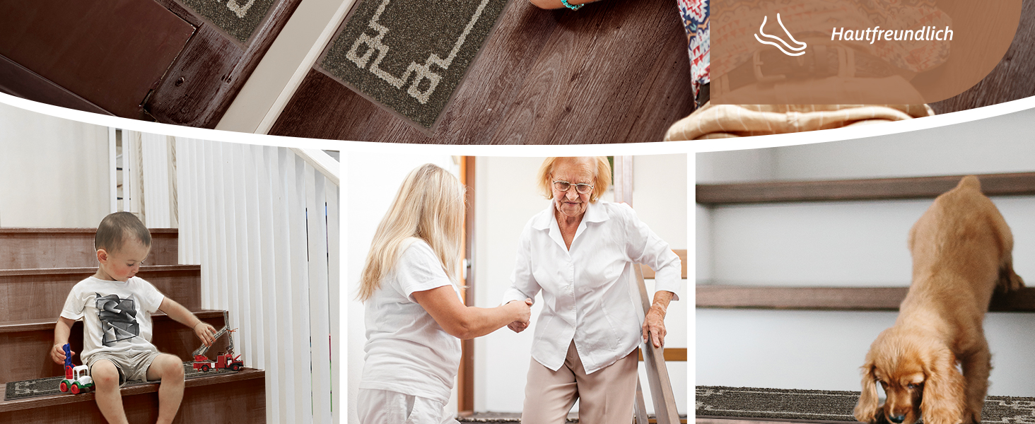 Килимок для сходин BEQHAUSE, 15 шт., самоклеючий, для дітей, літніх людей та домашніх тварин, 100% поліестер, TPE-підкладка, 22x70 см, коричневий