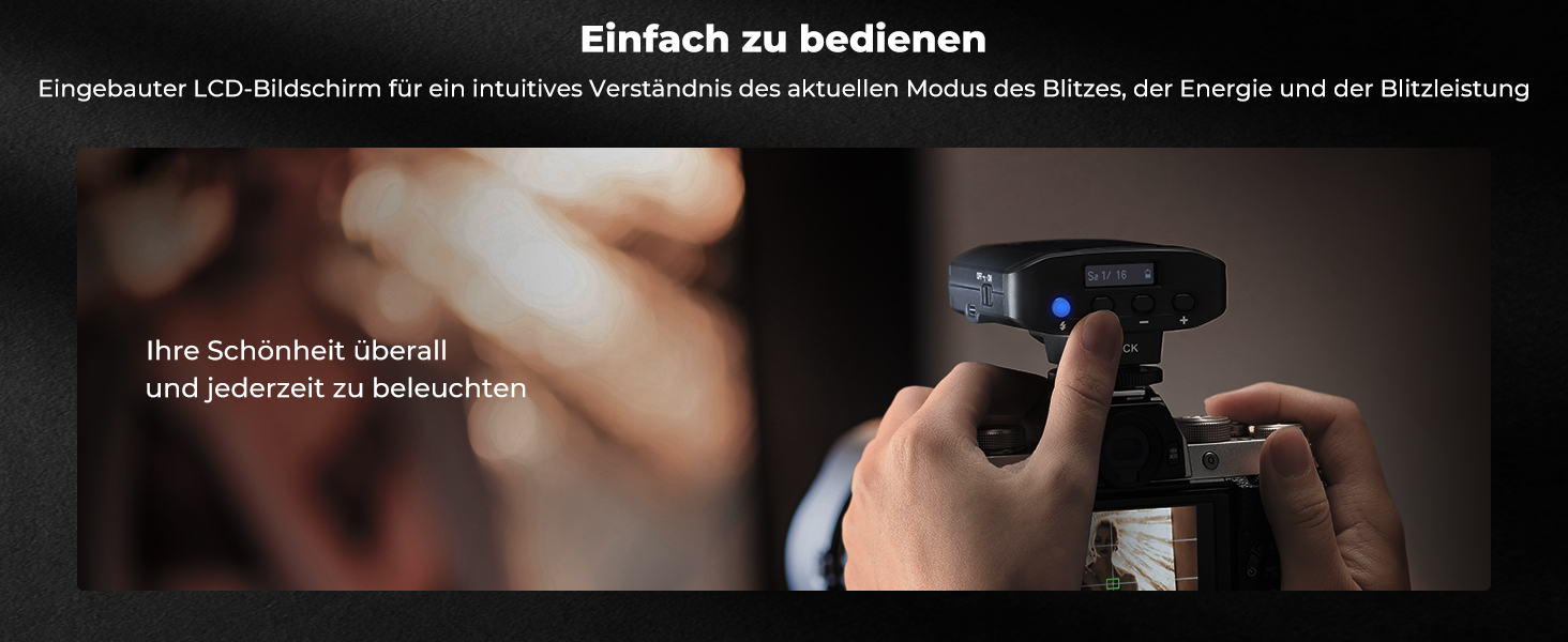 K&F CONCEPT GN12 Mini Flash - Світловий спалах для камери, 2000mAh, 8 режимів, сумісний з Nikon, Canon, Fuji, Panasonic