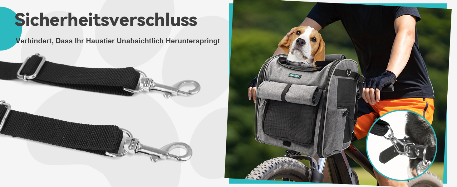 Корзина для собак на велосипед, до 10 кг, складана, дихаюча, 4-в-1 (рюкзак, сумка на плече, автокрісло), міцна L-подібна кріплення Φ55mm, зручна подушка, світловідбиваючі смуги