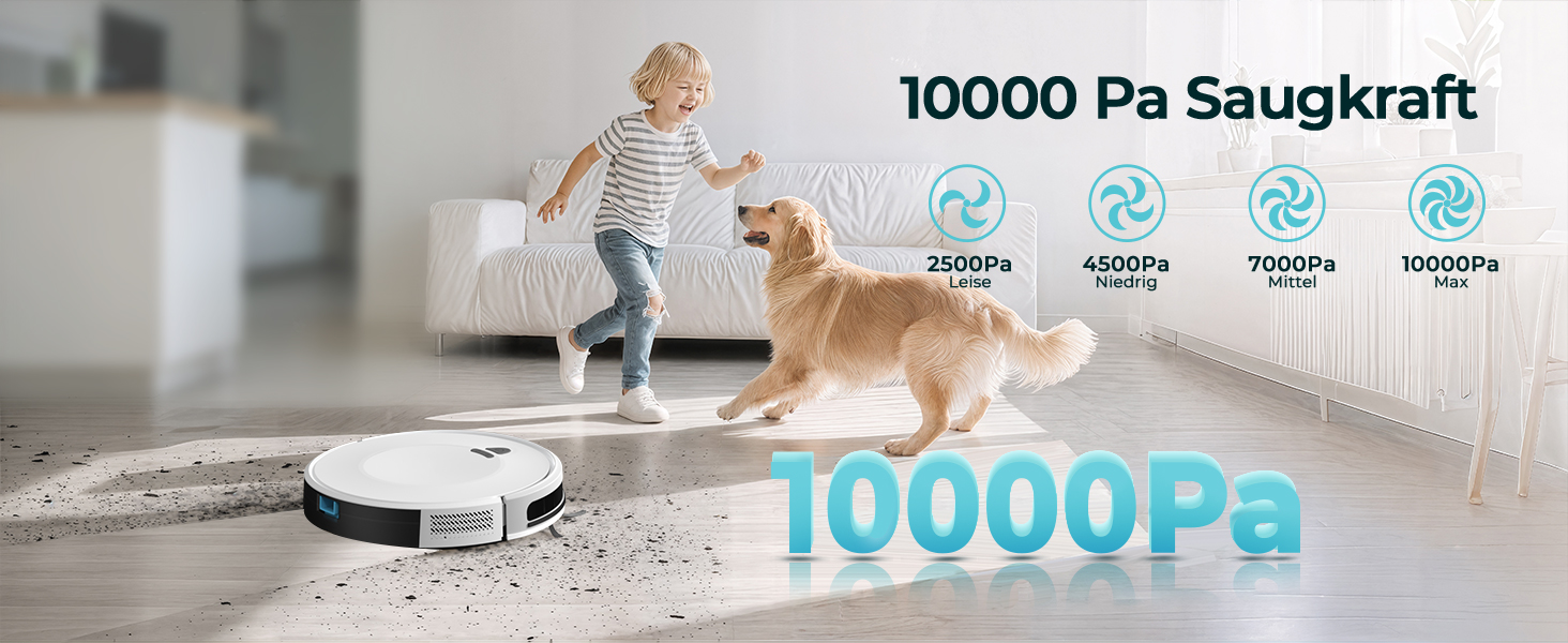 Робот-пилосос E2 з картографією, 10000 Па, 200 хв роботи, 660 мл, керування через додаток, голосовий помічник та пульт, для видалення шерсті та пилу