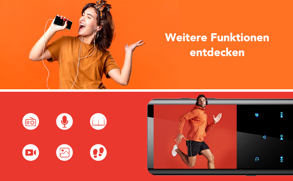 MP3 плеєр AGPTEK 64GB Bluetooth 5.3, 2.4