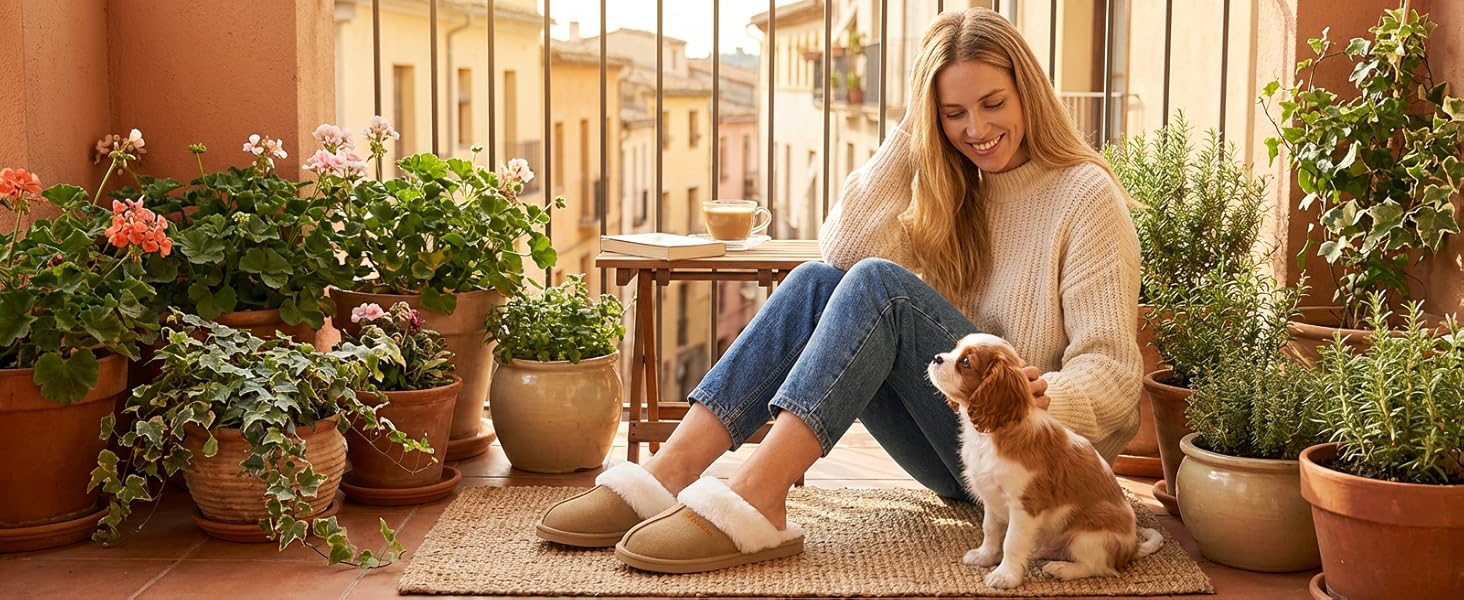 Тапочки халатні Donpapa для дому та вулиці, зимові, теплі, з м'якою устілкою з піною пам'яті, з штучним хутром, антиковзаючі, 38.5/40 EU, Коричневий