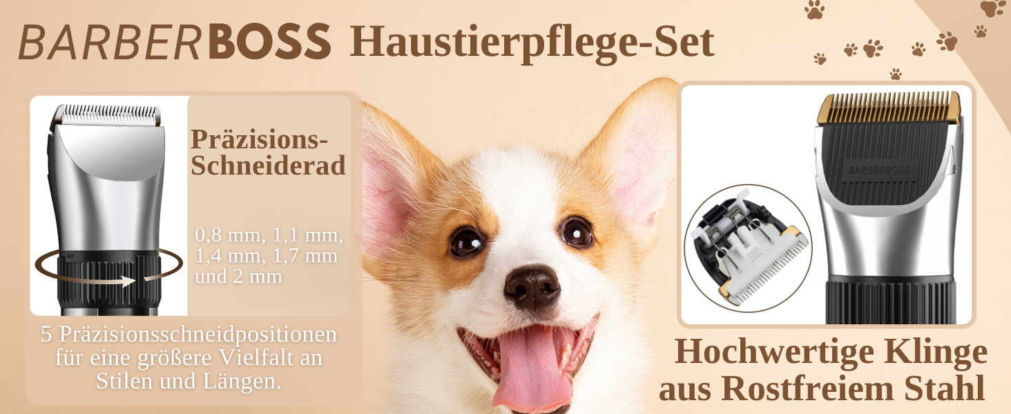 Електрична машинка для грумінгу домашніх тварин BarberBoss QR-9082 – бездротова, з керамічними лезами та LED-дисплеєм