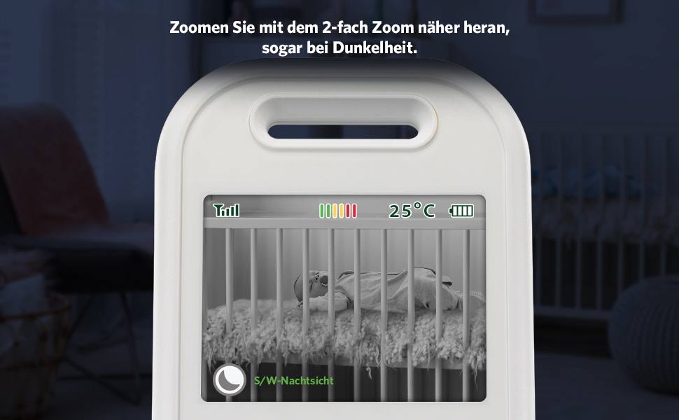 Відеоняня LeapFrog LF2513 без Wi-Fi з IPS LCD екраном 2.8 дюйма, поворотна, з нічним баченням, датчиком температури, радіусом дії 300 метрів, 12 годин роботи від акумулятора