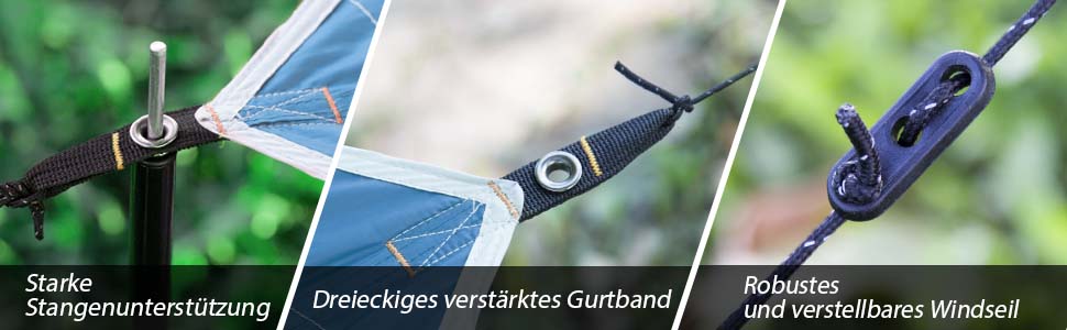 Тент Forceatt Zeltplane 3.7x4.3 м - ультралегкий, водонепроникний, з 6 кріпильними точками, анти-UV для кемпінгу та активного відпочинку (темно-синій & сірий)