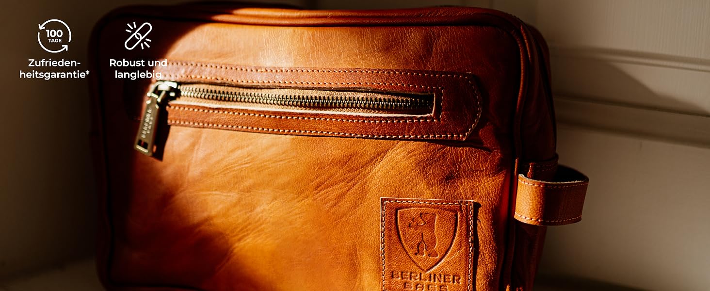 Шкіряна косметичка для подорожей Berliner Bags Vintage Paul, унісекс, коричнева (1 відділення)