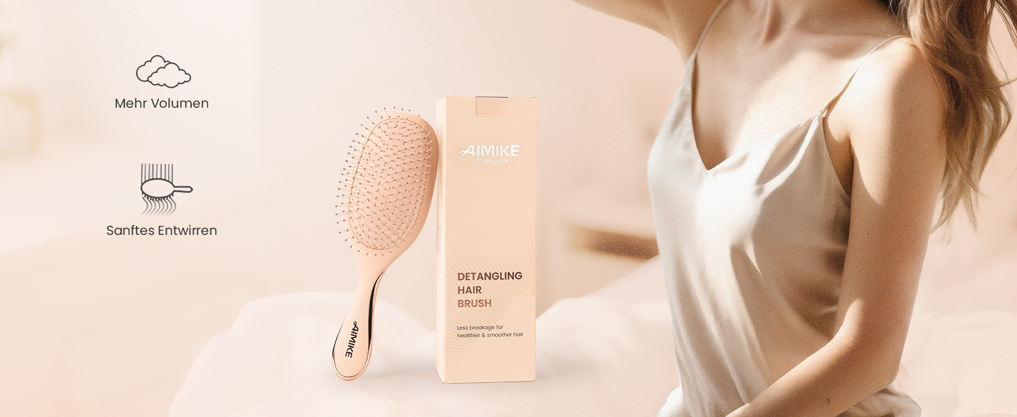 Щітка для волосся AIMIKE без пошкоджень, розпушувач з м'якими щетинками, безболісна розпушувальна щітка для складних вузлів, особливо делікатна до тонкого волосся, ідеальна для догляду за шкірою голови та масажу. Подушковий масажер LuxeSilk