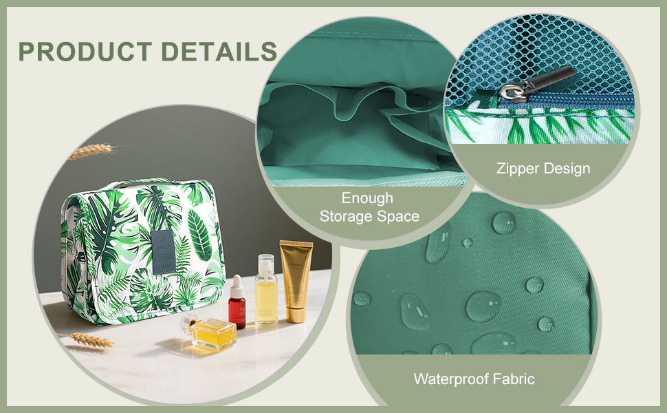 Косметичка для подорожей, чоловіча, зелена, з ручкою, з кількома відділеннями