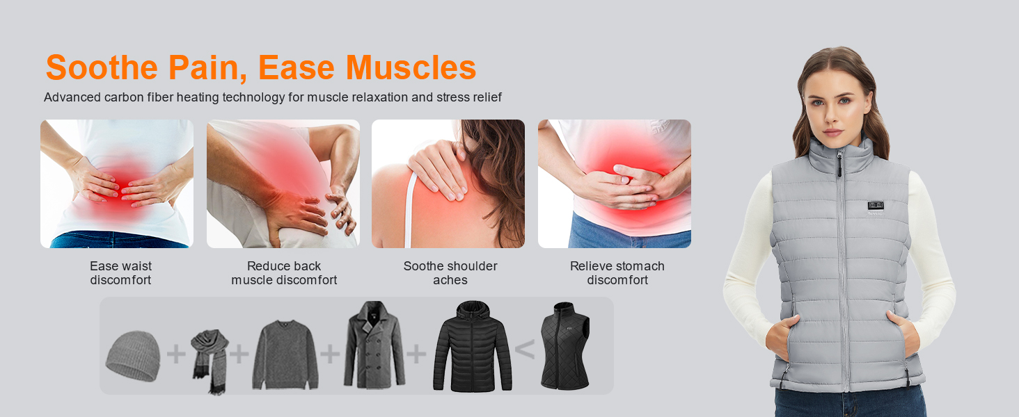 Електрична гріюча жилетка Daen з Powerbank 16000mAh 7.4V, сіра (S), для їзди на велосипеді та outdoor-роботи