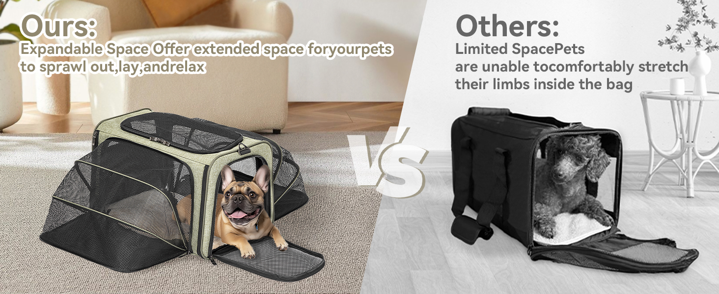 Транспортна сумка для котів та собак Petsfit, розширювана переноска з плечовим ременем, сумка-переноска для собак та котів, авіапереноска, оксфордська тканина, S/Зелений/Двосторонній Зелений L/Двосторонній