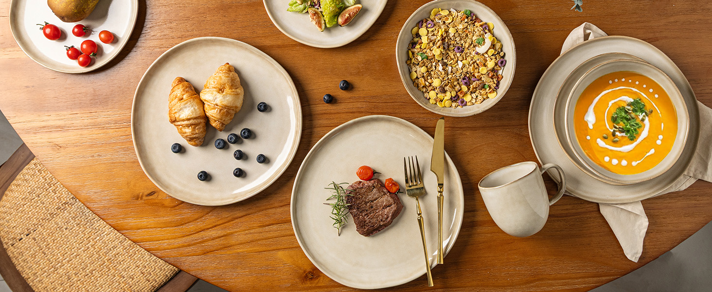 Набір глибоких тарілок GBhome з кераміки (22 см, 6 шт.) - для супу, пасти, кави