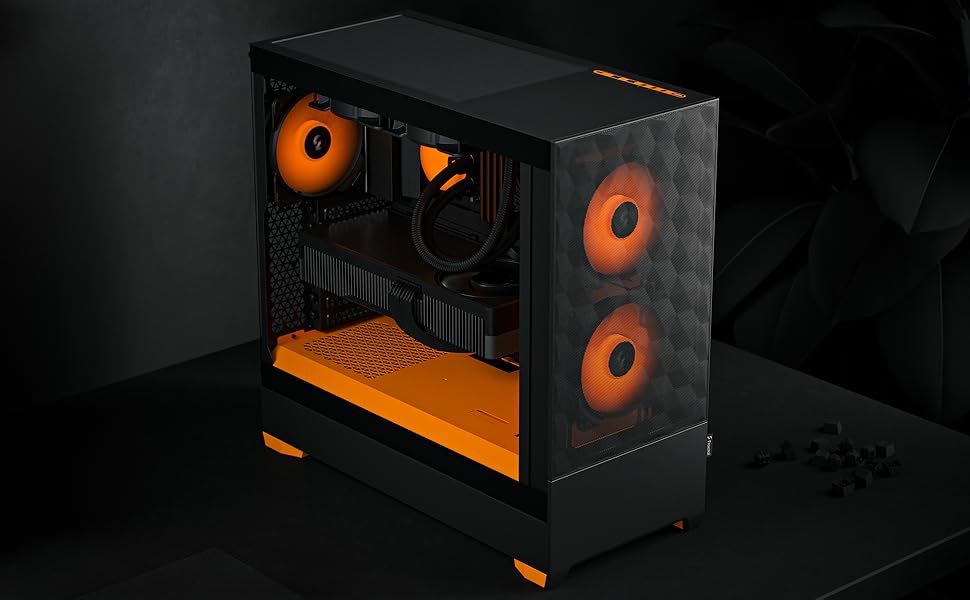 Корпус для ПК Fractal Design Pop Air Black з темним склом та сіткою Honeycomb Mesh - 3 вентилятори, ATX, чорний