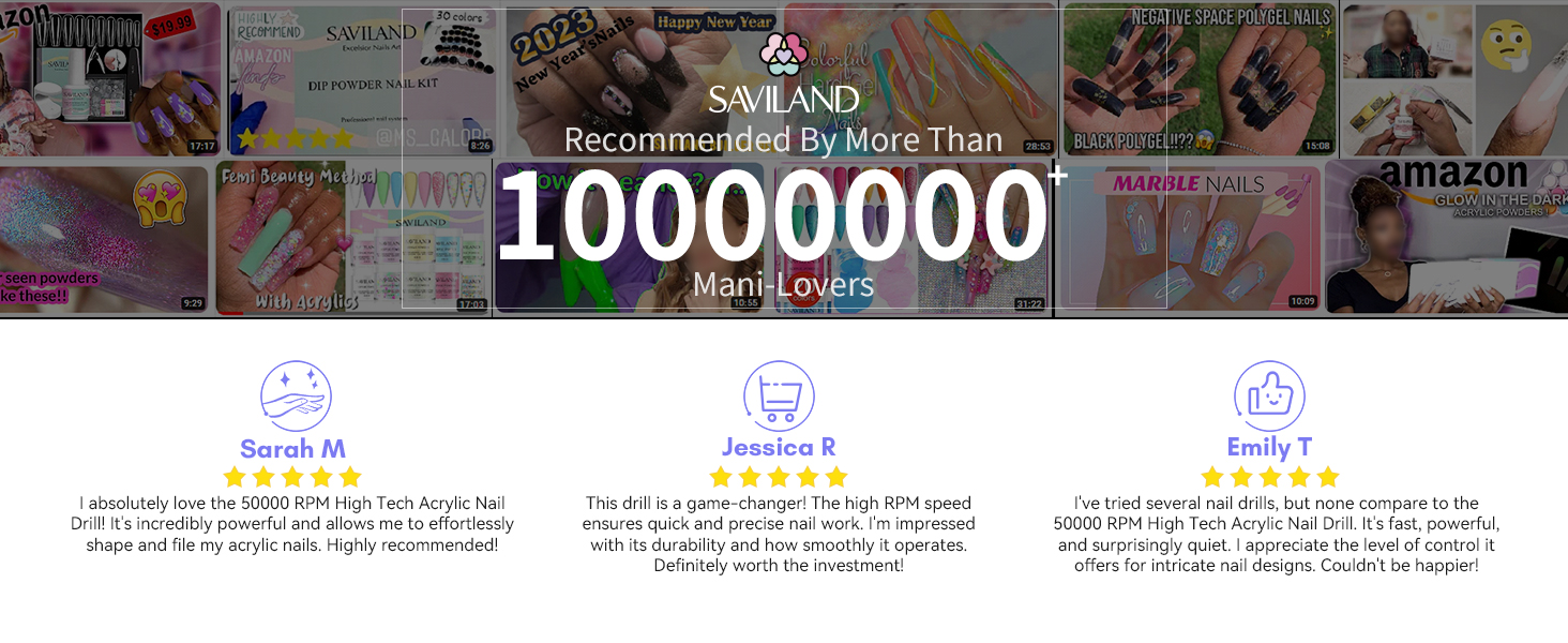 Набір для манікюру та педикюру Saviland 50000 об/хв з LCD-дисплеєм та 13 фрезерними насадками