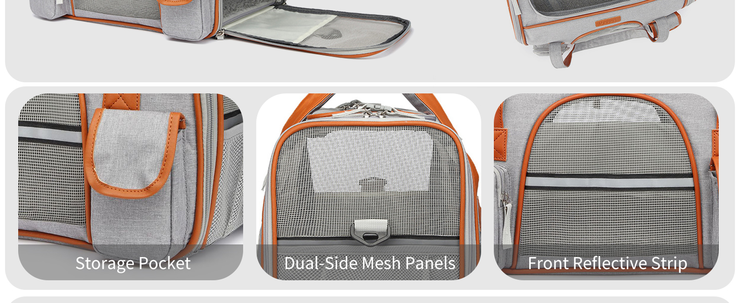 Транспортна переноска для котів та собак PETCUTE, сірого кольору, знімний килимок, дихаюча, з регульованим ременем, схвалена авіакомпаніями