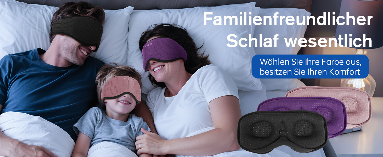 Маска для сну Dolida з Bluetooth навушниками V5.4, 3D контурні подушечки для очей, мікрофон, для бічних положень, подорожей, глибокий чорний колір