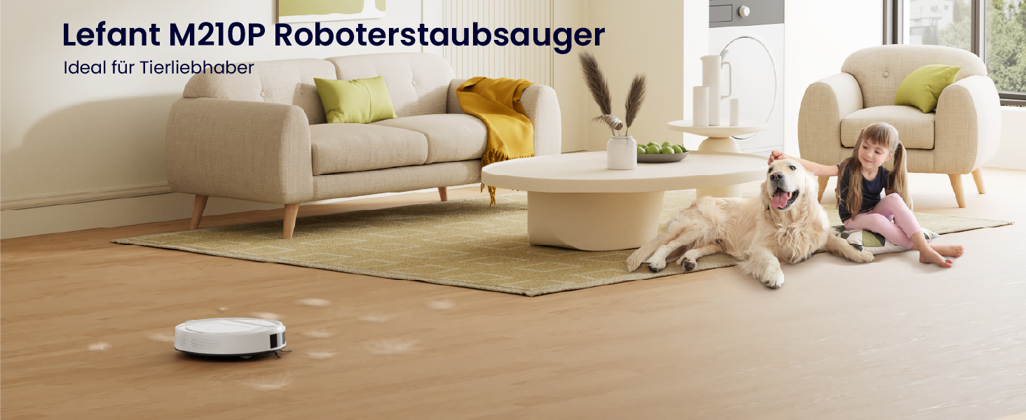 Робот-пилосос LEFANT M210P: потужність 2200 Pa, Wi-Fi, Bluetooth, керування через додаток, 6 режимів, автоматична зарядка, ідеальний для шерсті тварин та твердих підлог