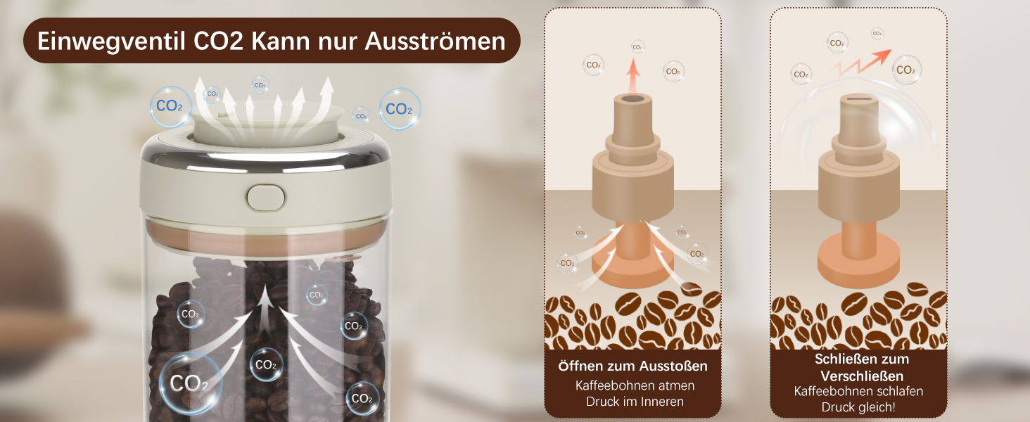 Герметичний контейнер для кави з нержавіючої сталі, 1.7L, з клапаном та індикатором дати, прозорий, для кавових зерен, горіхів, какао, чаю. HK006-01