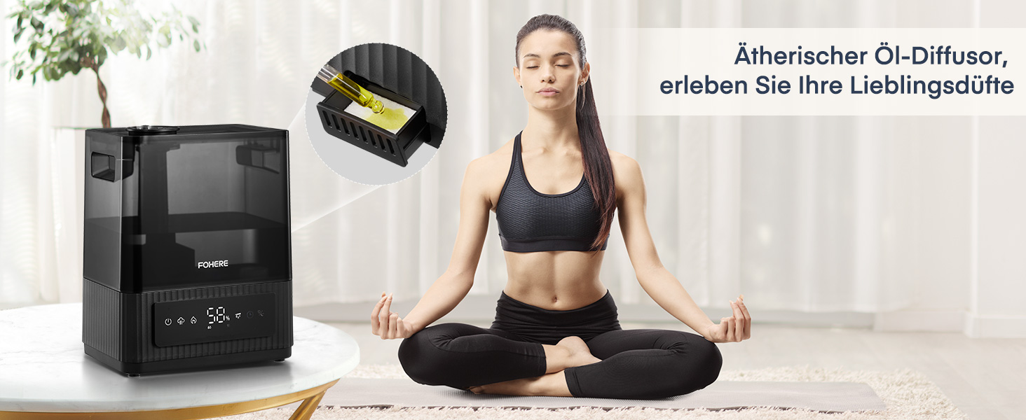 Зволожувач повітря FOHERE для спальні, 6 л, тихий, з теплим/холодним туманом, 60 годин роботи, дифузор для ефірних олій, режим сну, таймер 12 годин, нічник для дому, дитячої кімнати, рослин, немовлят та дітей